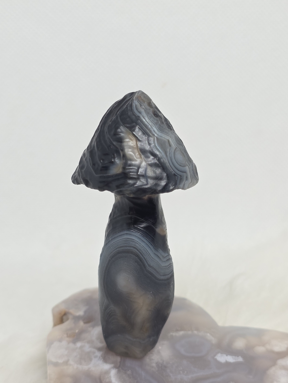 Gobi Agate Mushroom Carving 🍄✨ | Druzy Pocket | Banded Desert Agate | 3.01